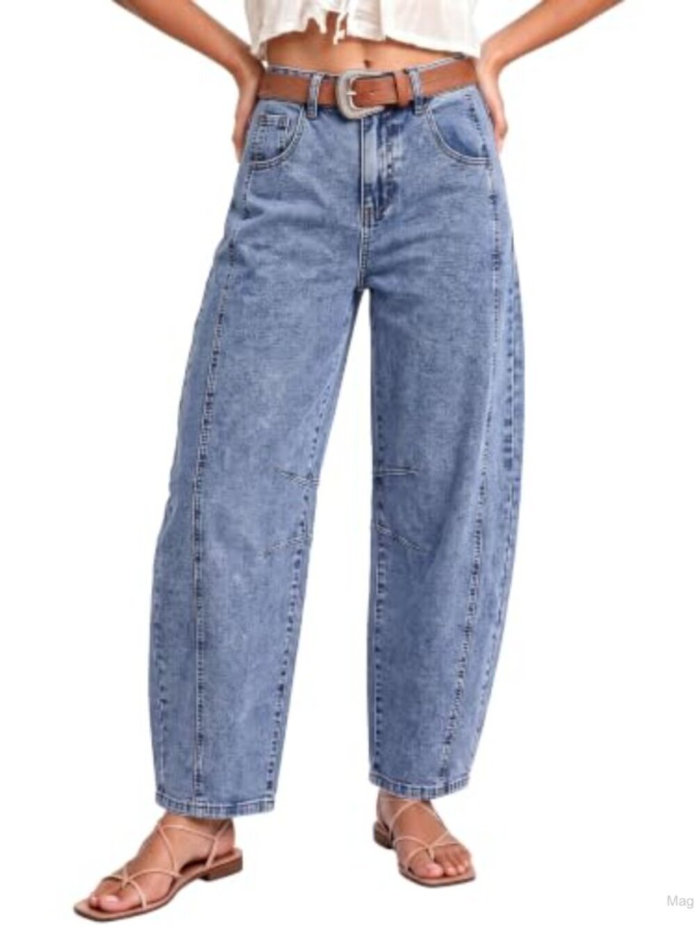 High Waisted Wide Leg Barrel Jeans Women Baggy Denim Stretch